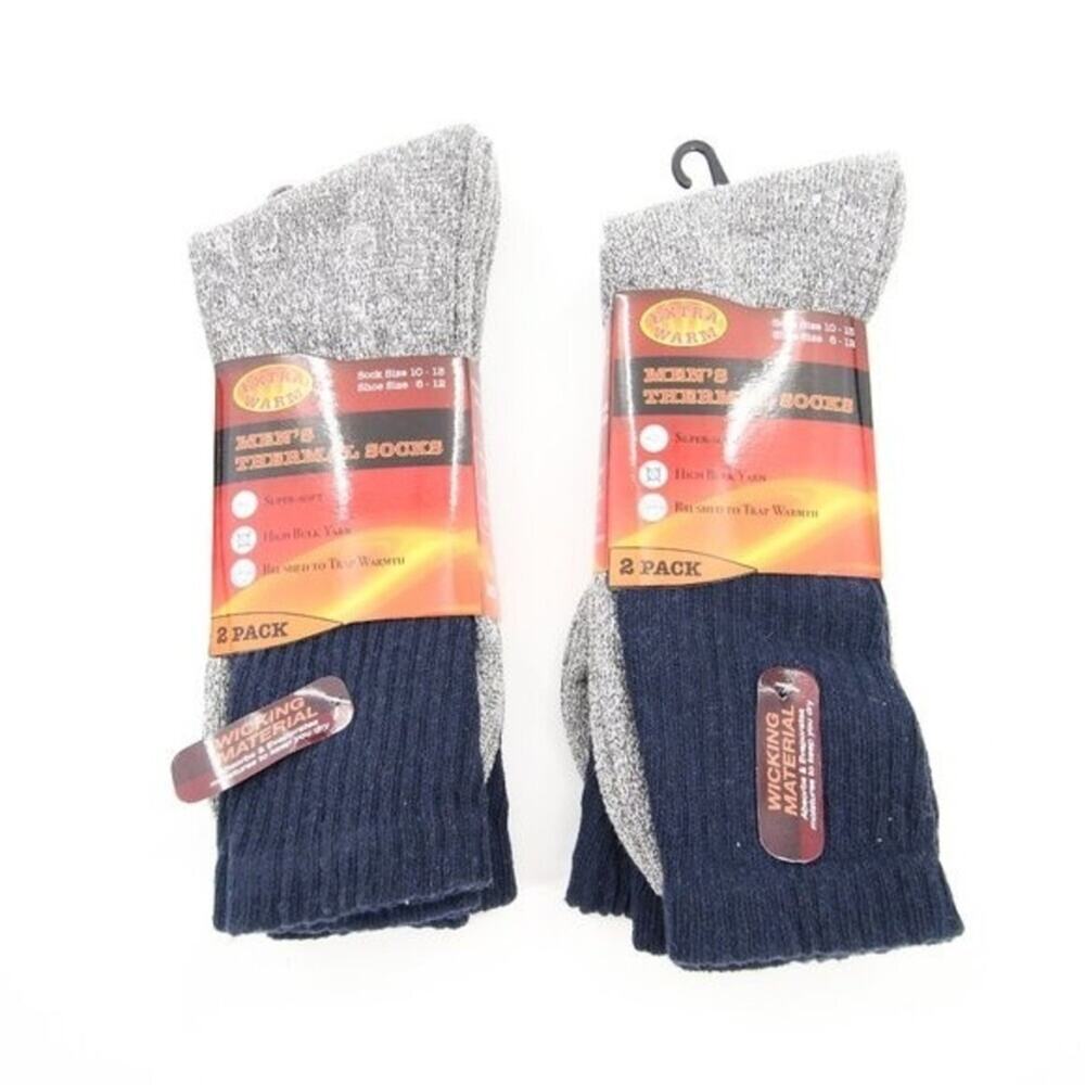 Bundle of Men's Thermal Socks Moisture Wicking Gray Blue Size 10-13 NEW